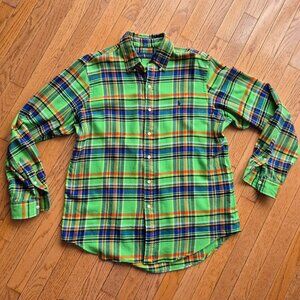 Ralph Lauren Classic Fit Plaid Button Down Shirt Mens Size L
